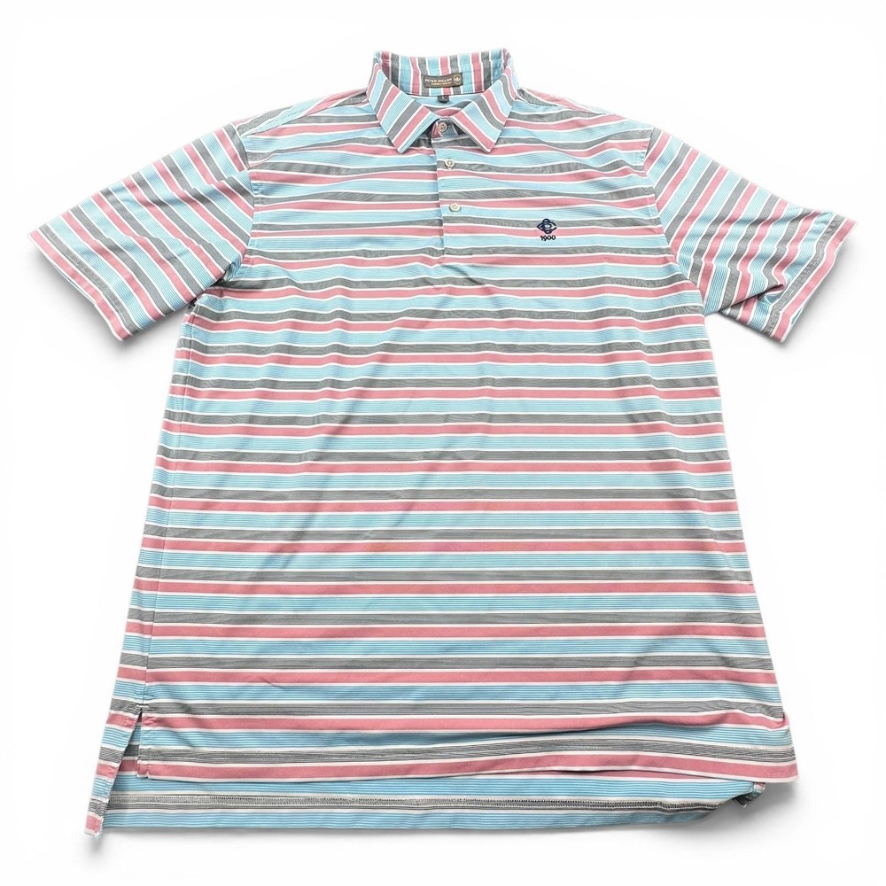 Peter Millar Polo Shirt Mens 2XL Multicolor Striped Short Sleeve Collared Golf